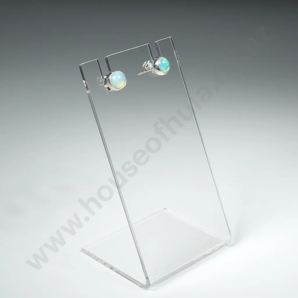 Sterling Silver & Opal Stud Earrings Image 1++