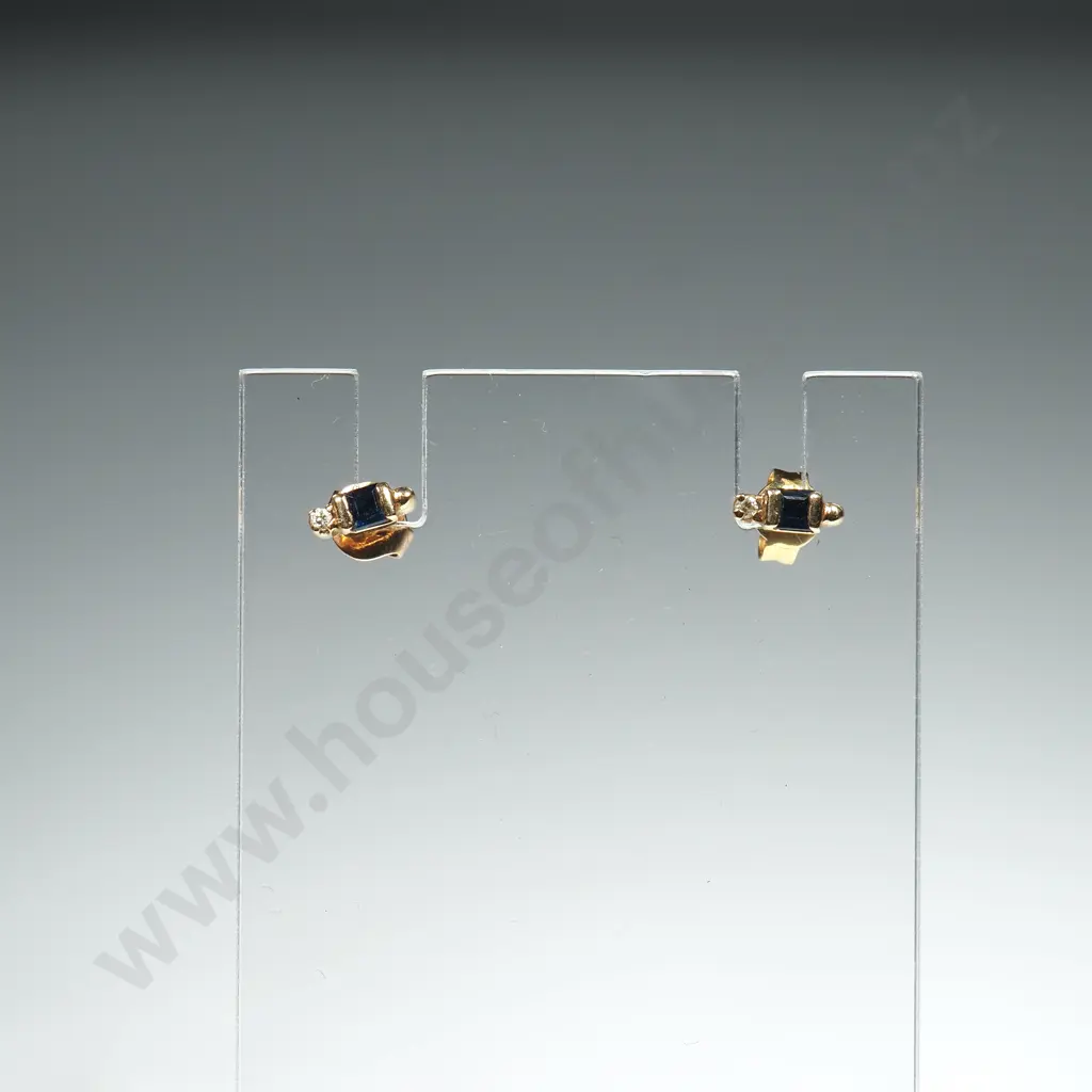 14ct Gold Earrings w Sapphires Image 1++