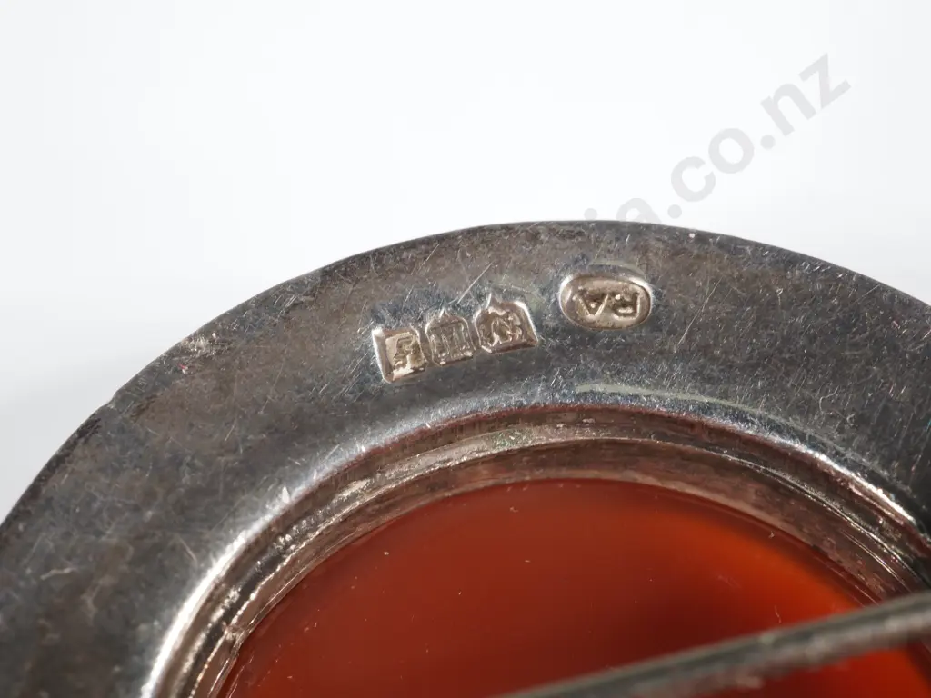 Antique Scottish Silver & Carnelian Brooch Image 1++