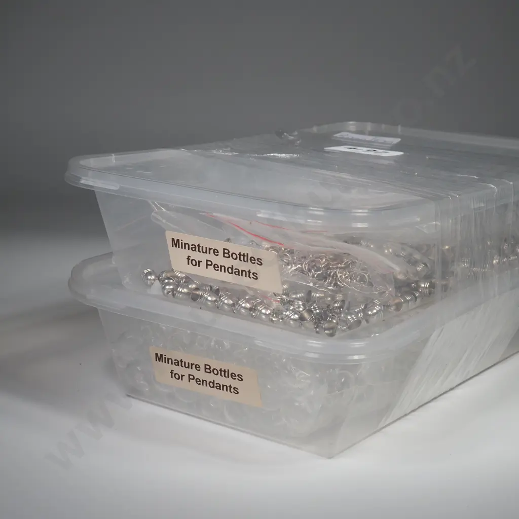 A Quantity of Miniature Bottles w Caps for Pendants Image 1++