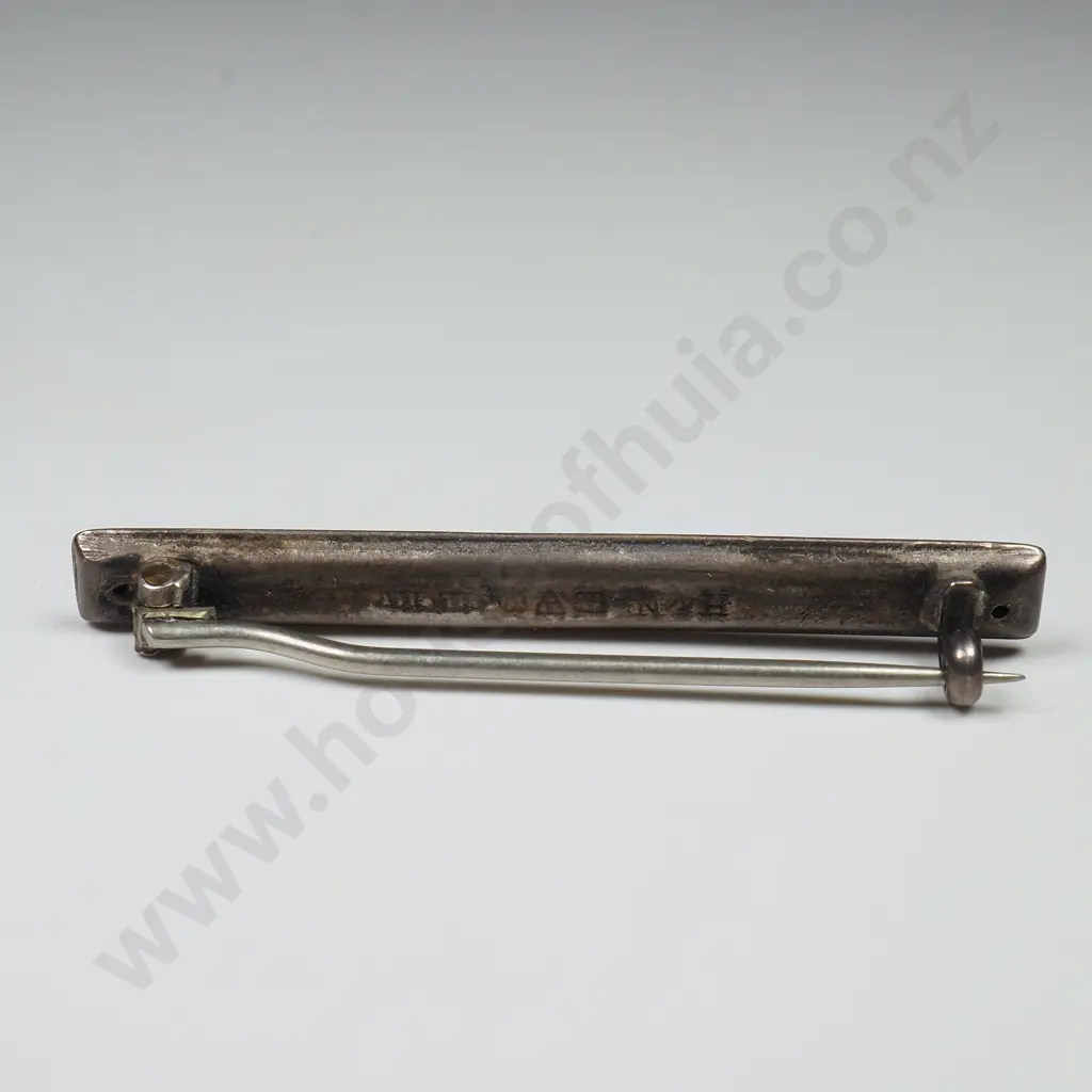 Sterling Silver Blue Enamel Bar Brooch w English Hallmarks Image 1++