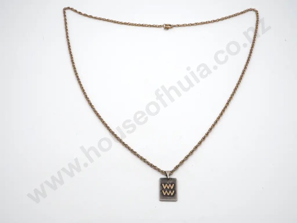 9ct Gold and Sterling Silver Pendant on Plate Chain Image 1++