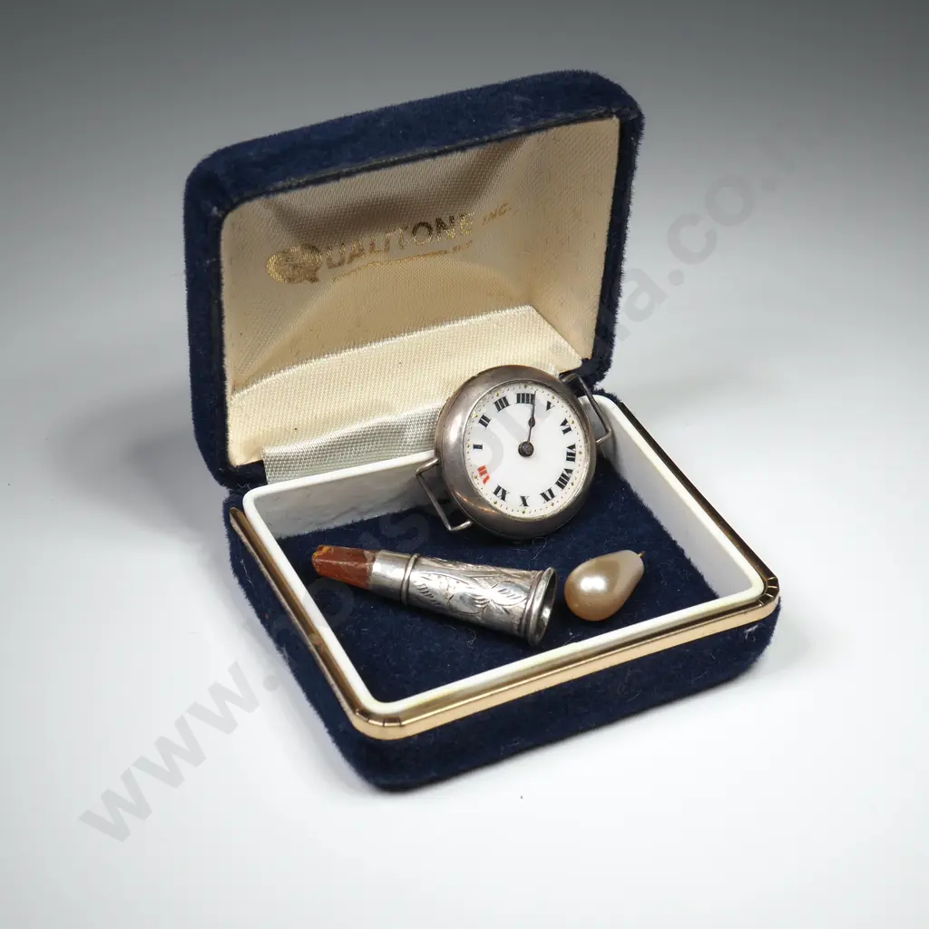 1918 Silver Hallmarked Sterling Silver Trench Style Wristwatch. Vintage 1910s. Glass Missing Image 1++