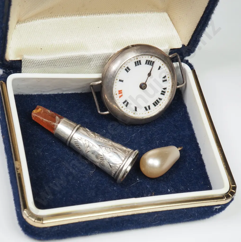 1918 Silver Hallmarked Sterling Silver Trench Style Wristwatch. Vintage 1910s. Glass Missing Image 1++