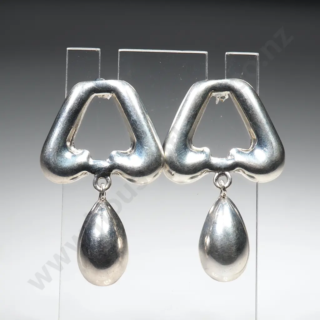 Sterling Silver Drop Earrings. Stamped Mexico Image 1++