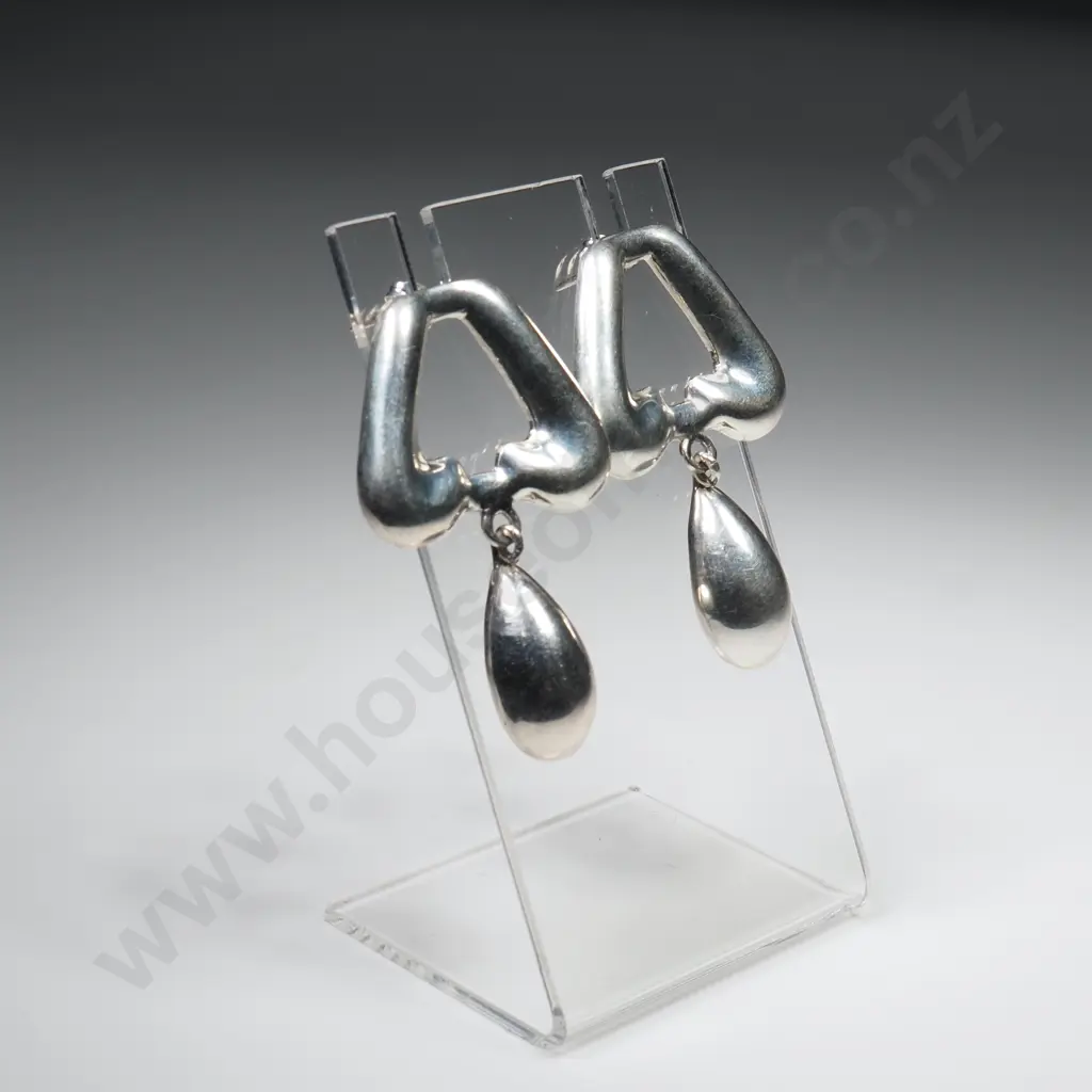 Sterling Silver Drop Earrings. Stamped Mexico Image 1++