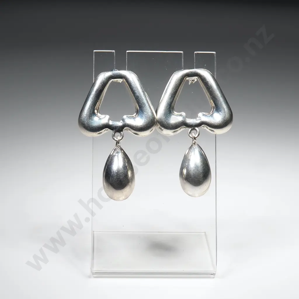 Sterling Silver Drop Earrings. Stamped Mexico Image 1++