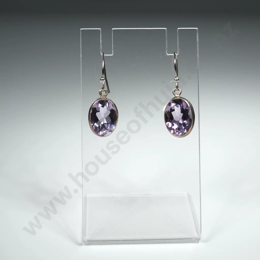 Amethyst Earrings in Sterling Silver Image 1++