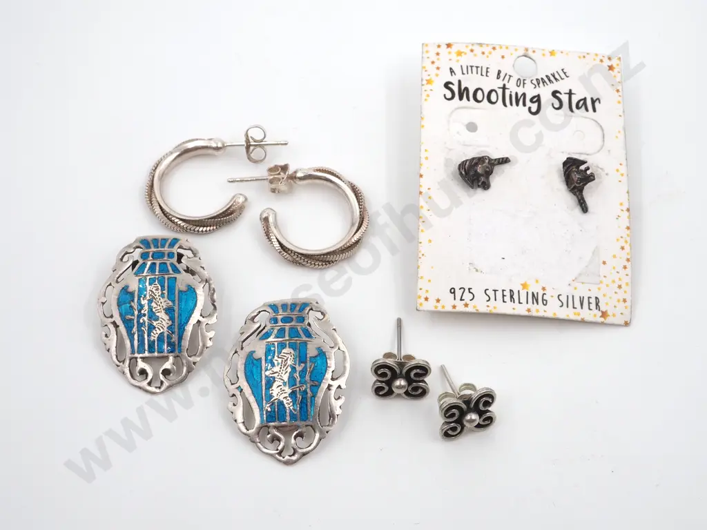 Four Sterling Silver Earrings Image 1++