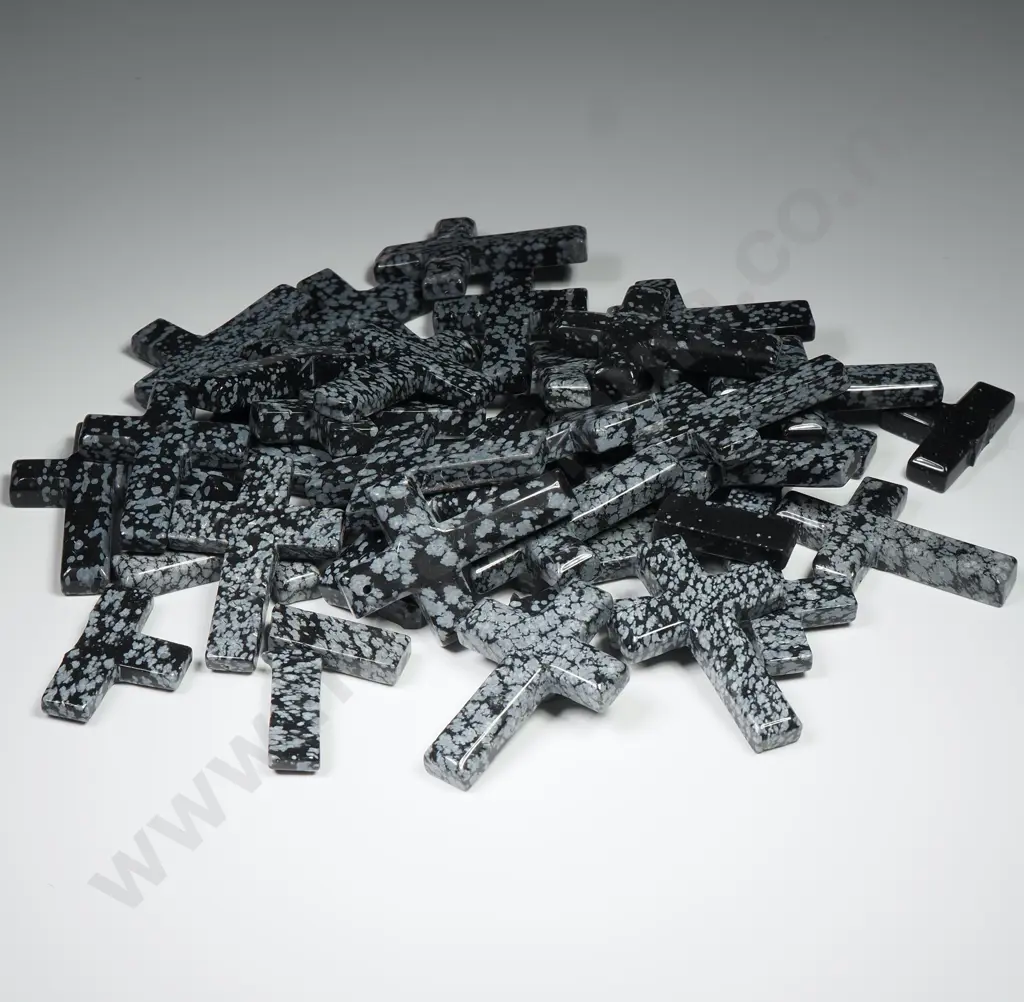 Snowflake Obsidian Cross Pendant Image 1++