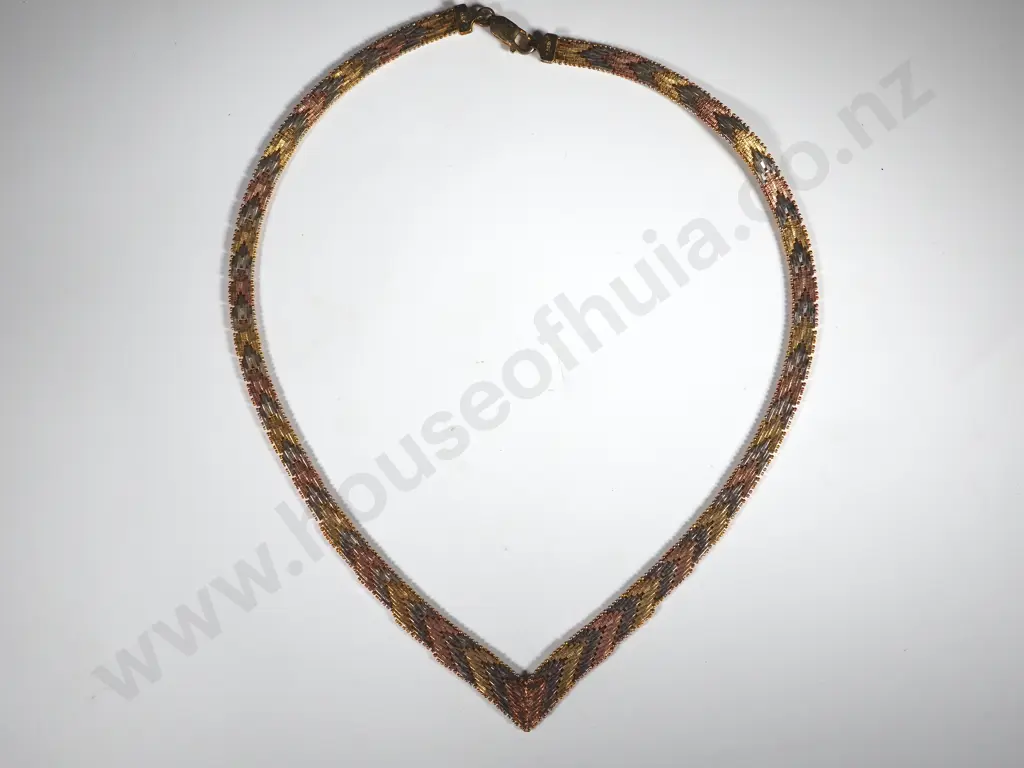 Sterling Silver Italian Three Colour Necklace Image 1++