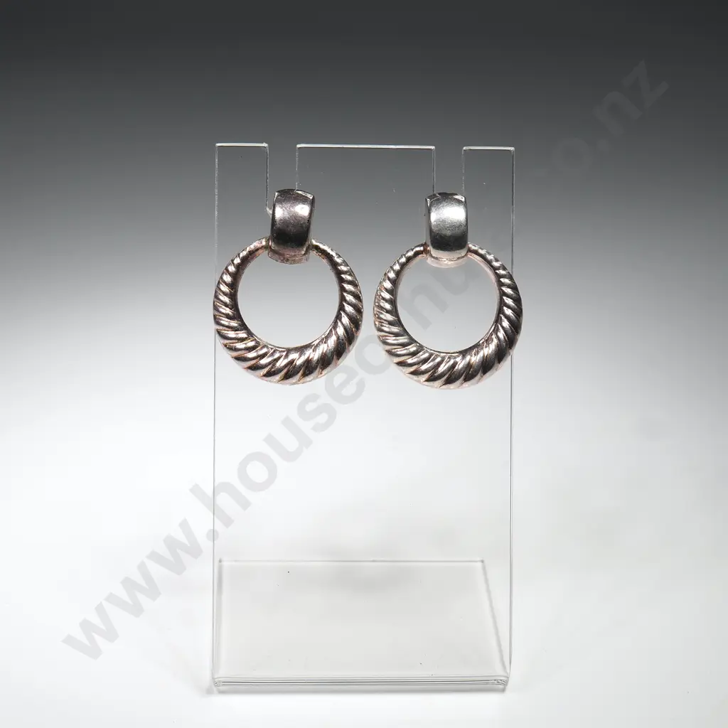 Pair Of Sterling Silver Swirl Hoop Earrings Image 1++