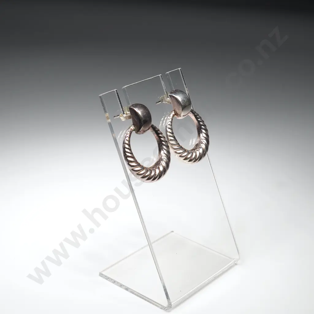 Pair Of Sterling Silver Swirl Hoop Earrings Image 1++