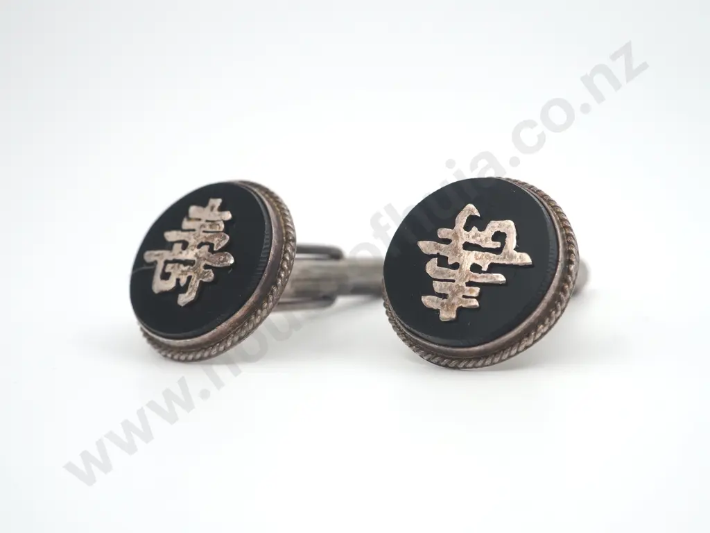 Sterling Silver Asian Character Cufflinks Image 1++
