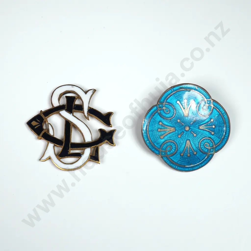 Two Antique Enamel Brooches both A/F Image 1++