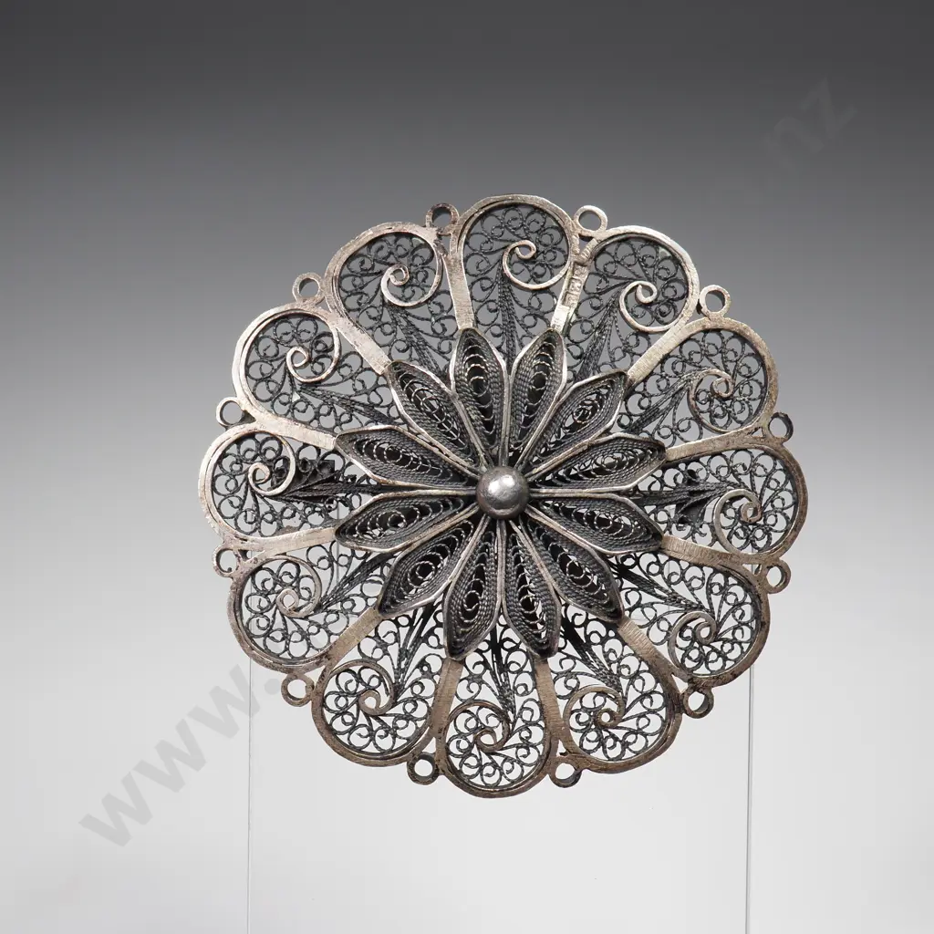 Sterling Silver Large Ornate Silver Brooch Image 1++