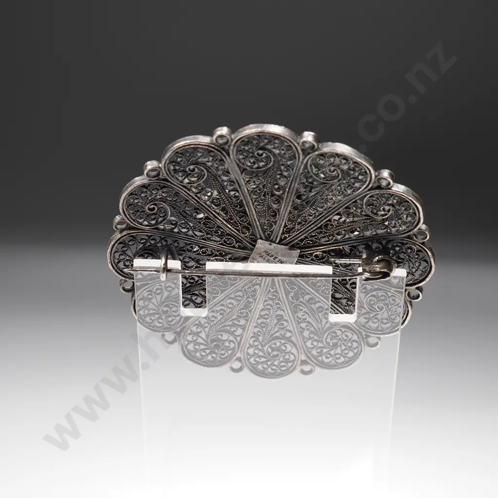 Sterling Silver Large Ornate Silver Brooch Image 1++