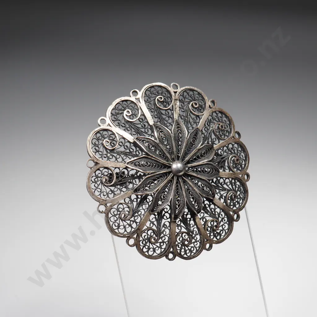 Sterling Silver Large Ornate Silver Brooch Image 1++