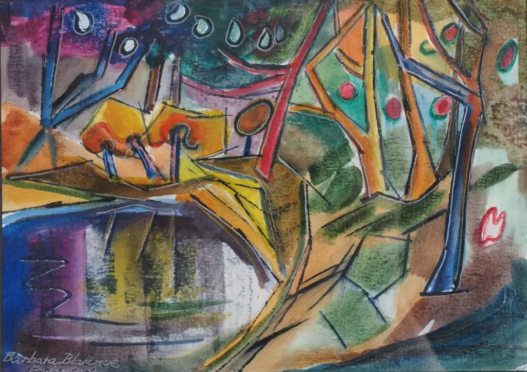 Barbara Blakemore Fowler - 'Lake in the Forest', Watercolour Image 1++