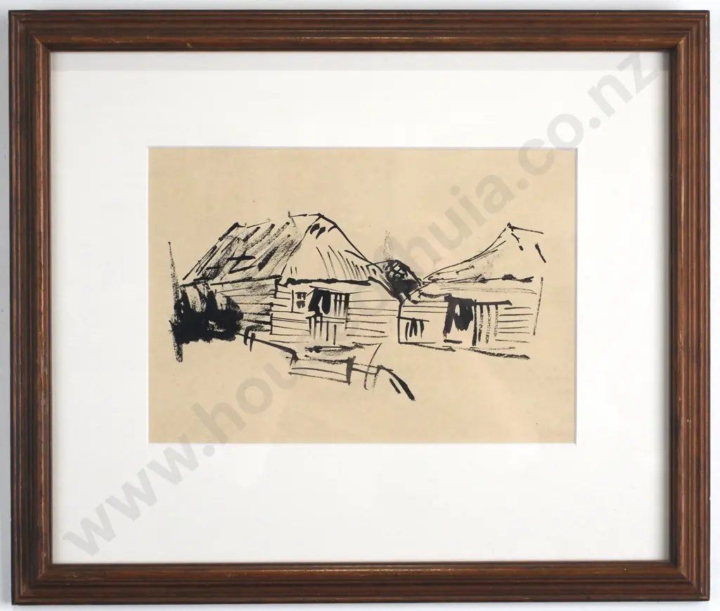 Attr. Toss Woollaston - Study of Buildings. Ink on Paper.  Image 1++