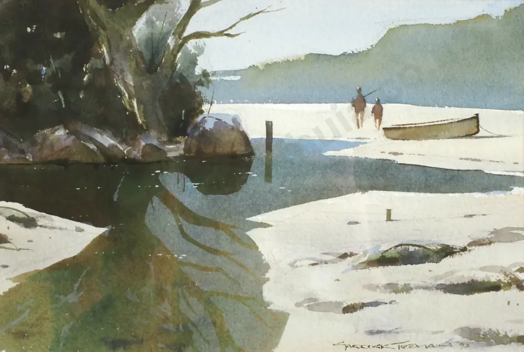 Garrick Tremain - 'Shoreline' Watercolour 1993 Image 1++
