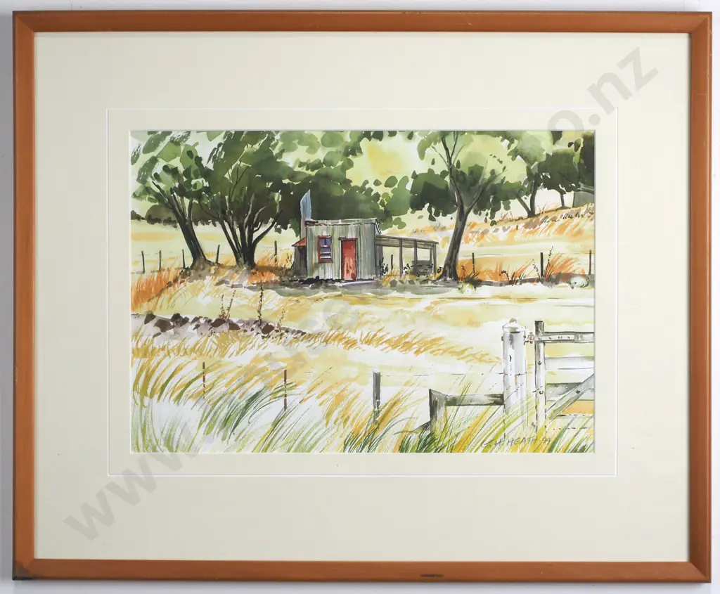 Geoffrey H Heath - 'Stoney Creek Whare', Watercolour, 1994 Image 1++