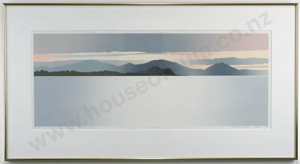 Malcolm Warr - Lake Taupo, Mission Bay Motutapu A/P 111/X11, Limited Edition Screen Print Image 1++