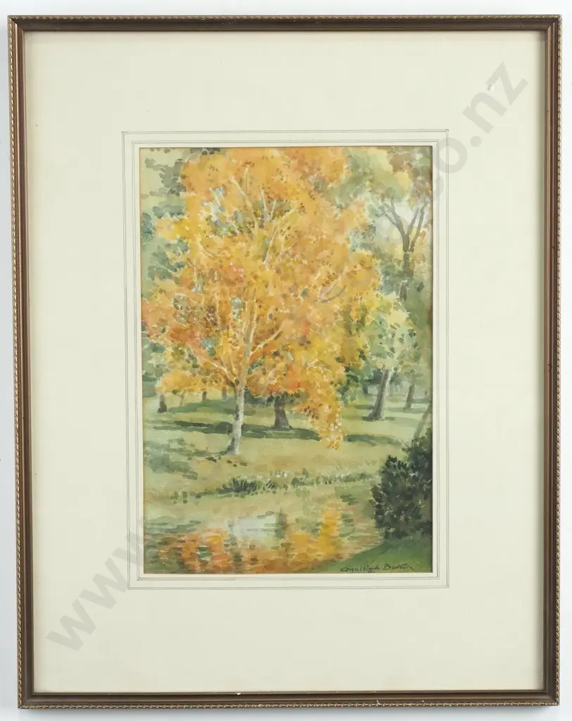 Cranleigh Barton - Autumnal River Side Scene - W/Colour Image 1++