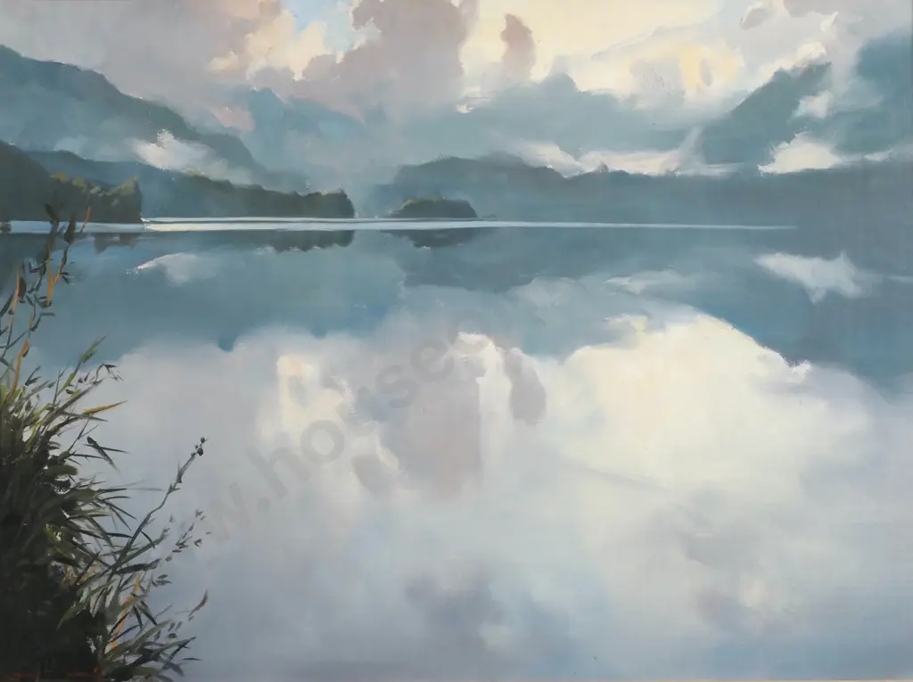 Brent Trolle - 'Morning Rain, Lake Kaniere, From the Outlet', Oil on Canvas Board (1981) Image 1++