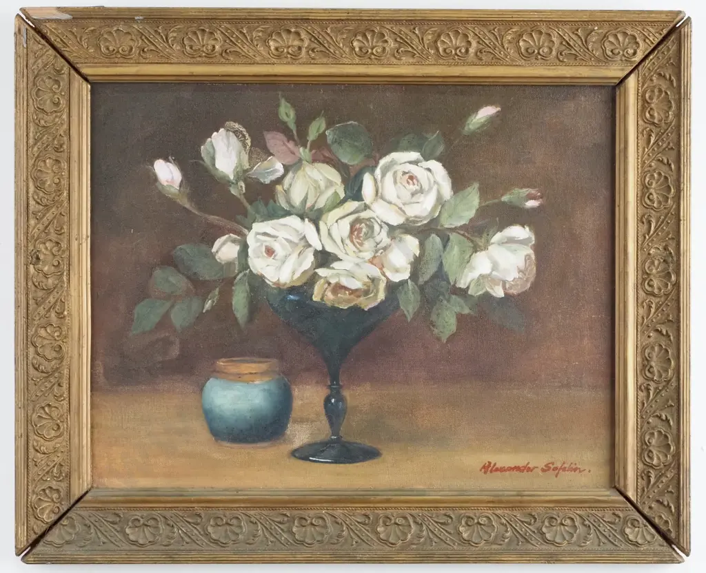 Alexandra Sofelin - 'Floral Still Life Study', Oil on Canvas Board Image 1++