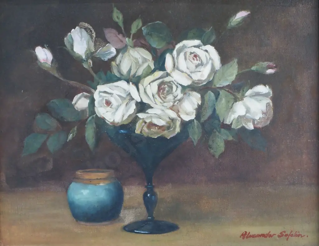 Alexandra Sofelin - 'Floral Still Life Study', Oil on Canvas Board Image 1++
