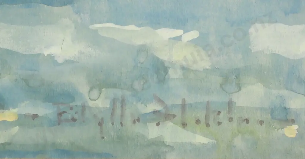 Blythe Fletcher - Pastoral Scene w Grazing Sheep, Watercolour & Gouache Image 1++