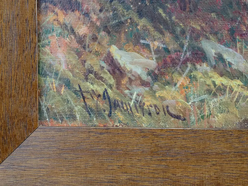 Artist Indecipherable - Early English Landscape, Oil Image 1++