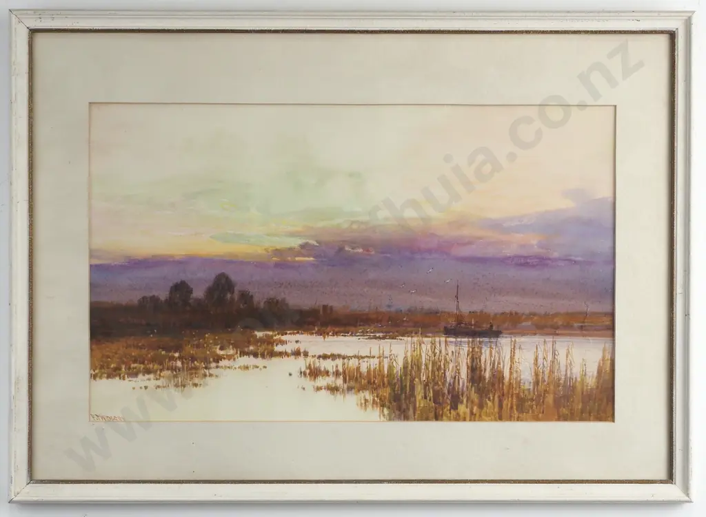 Frederick John Widgery - 'Boat on Estuary' , Watercolour, Circa 1900 Image 1++