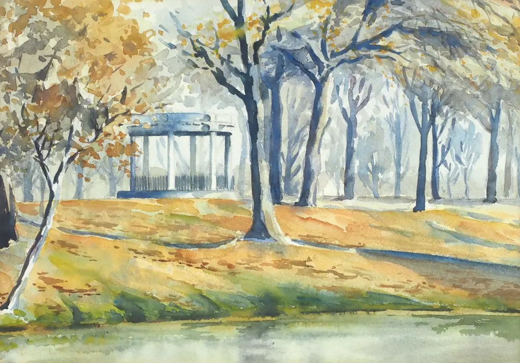 'Band Rotunda, Hagley Park', Watercolour on Paper Image 1++