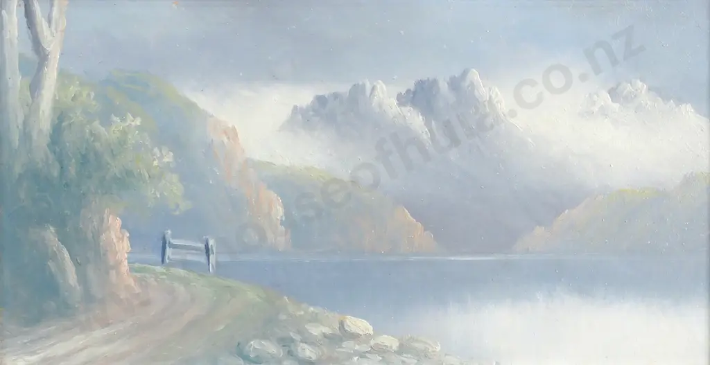 Ruth Woodfield - 'Lake Wakatipu', Oil on Board Image 1++