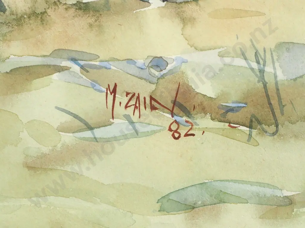 Mohammed Zain - Indonesian Village Scene, Watercolour Image 1++