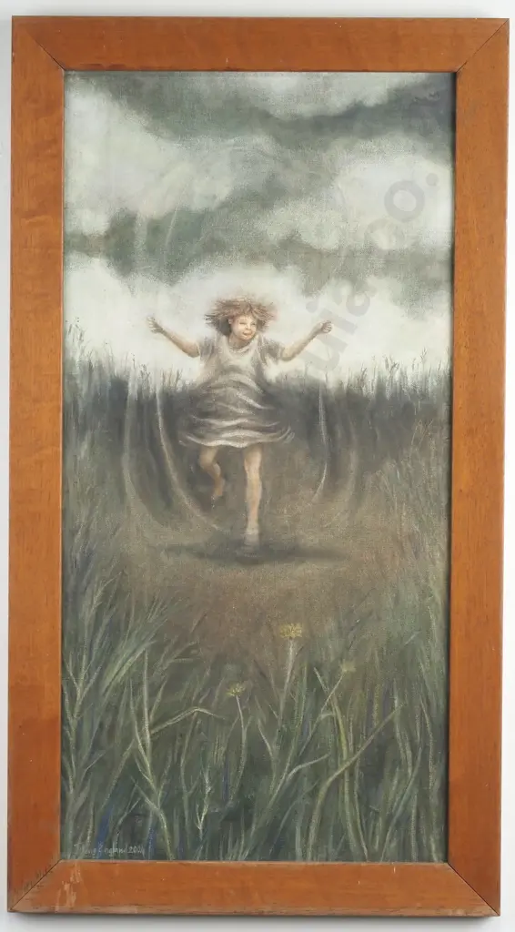 Jillene England - Rope Skipping in Field, Acrylic on Canvas Board, (2004) Image 1++