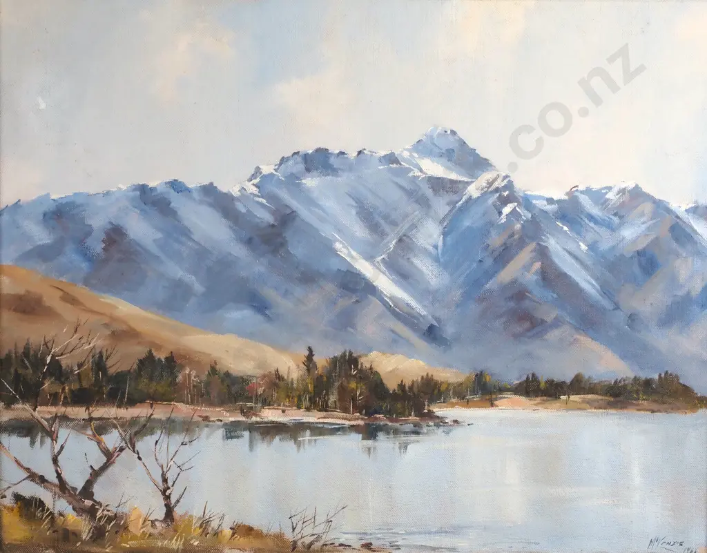 Charles McKenzie - 'The Remarkables from One Mile', Lake Wakatipu, Oil. Image 1++