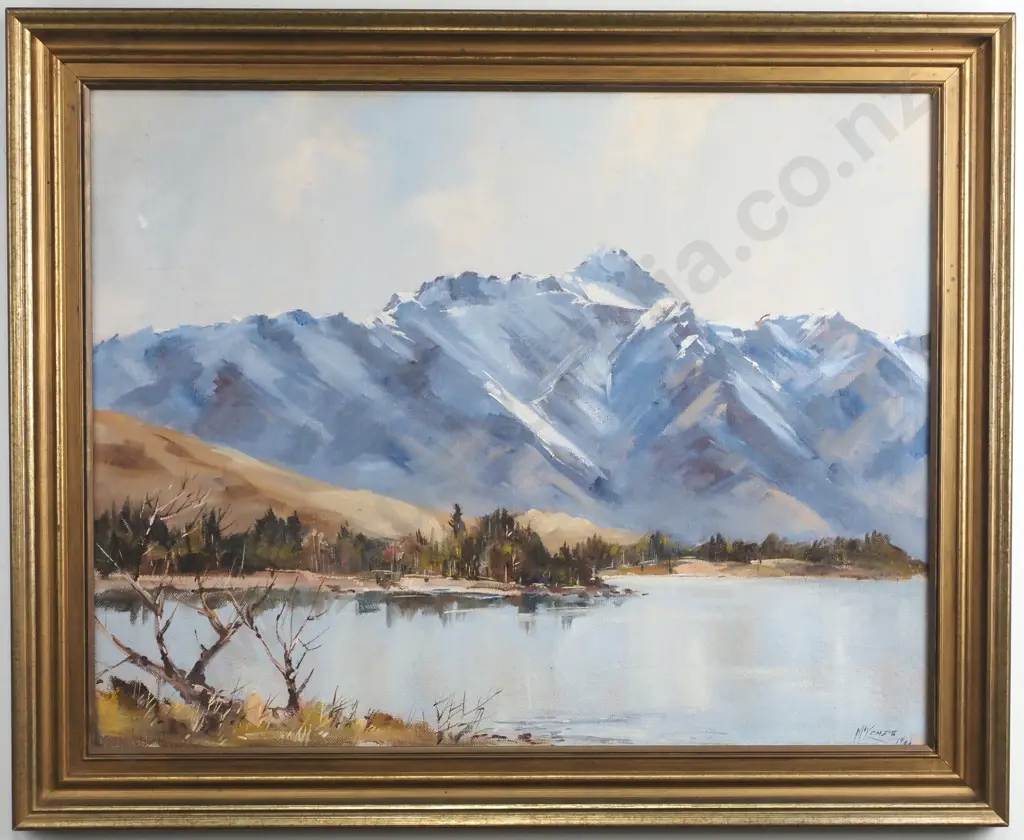 Charles McKenzie - 'The Remarkables from One Mile', Lake Wakatipu, Oil. Image 1++
