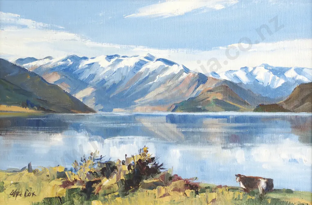 Olga Cox - 'Lake Pukaki', Oil on Board Image 1++