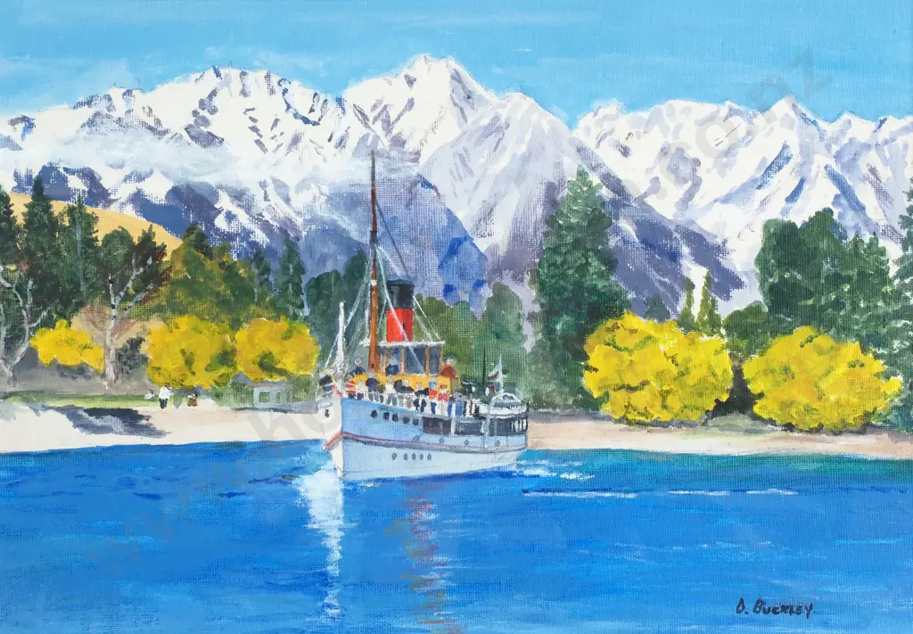 Del Buckley - 'Earnslaw on Wakatipu', Acrylic on Canvas Board Image 1++
