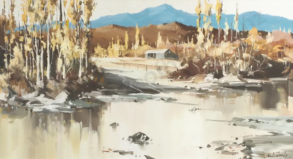 G. A. Taylor- Rural Stream Landscape, Oil on Board Image 1++