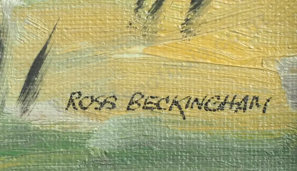 Ross Beckingham - 'Rural Cottage w Alpine Backdrop'. Oil on Board Image 1++