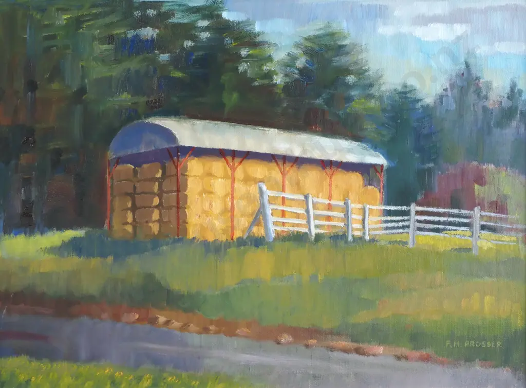 F.H.Prosser - 'The Hay Barn', Oil on Canvas Board Image 1++