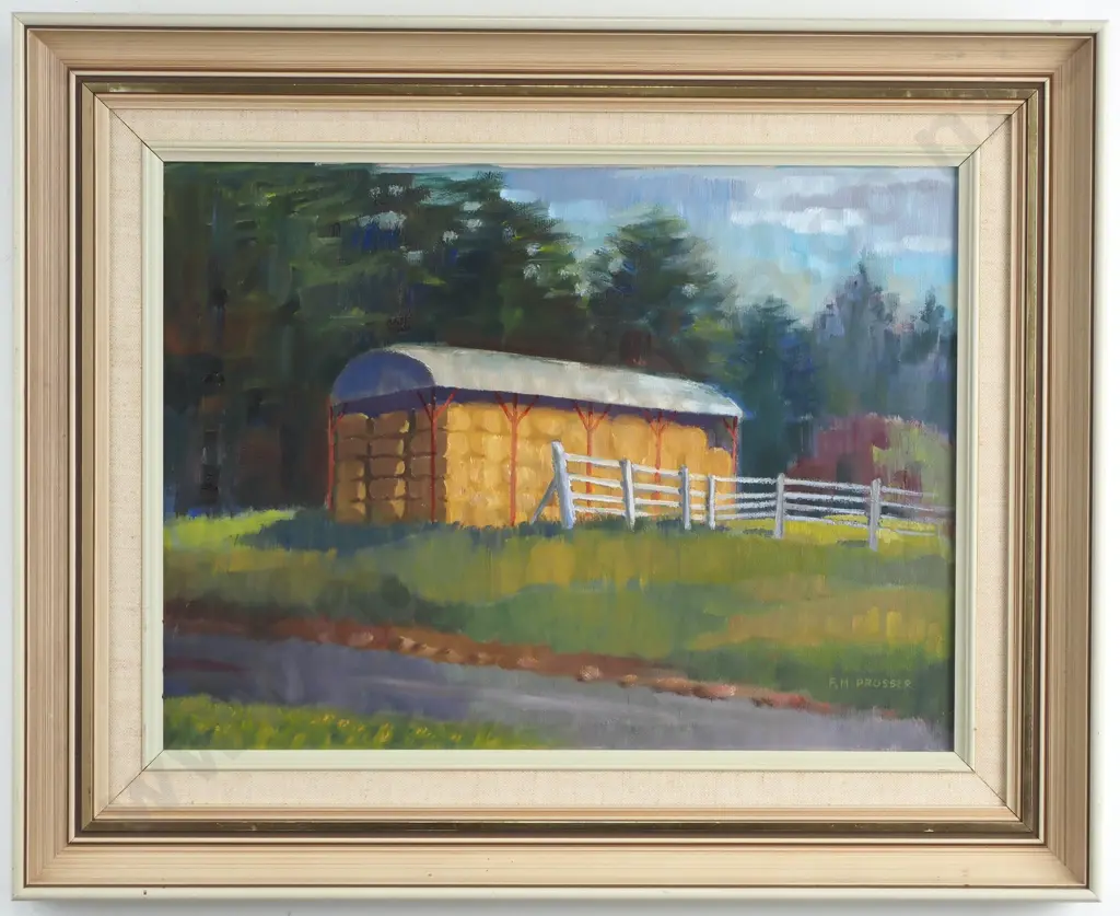 F.H.Prosser - 'The Hay Barn', Oil on Canvas Board Image 1++