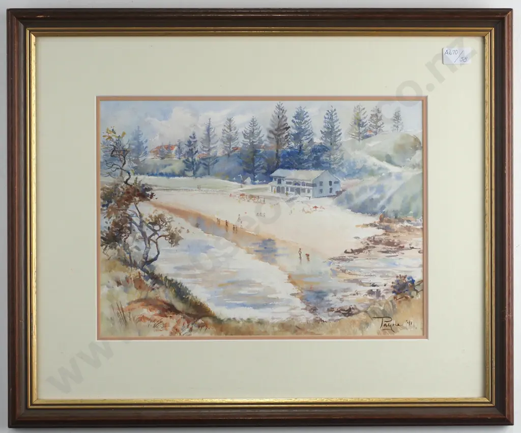 Payne - 'Coastal Beach Scene', Watercolour 1991 Image 1++