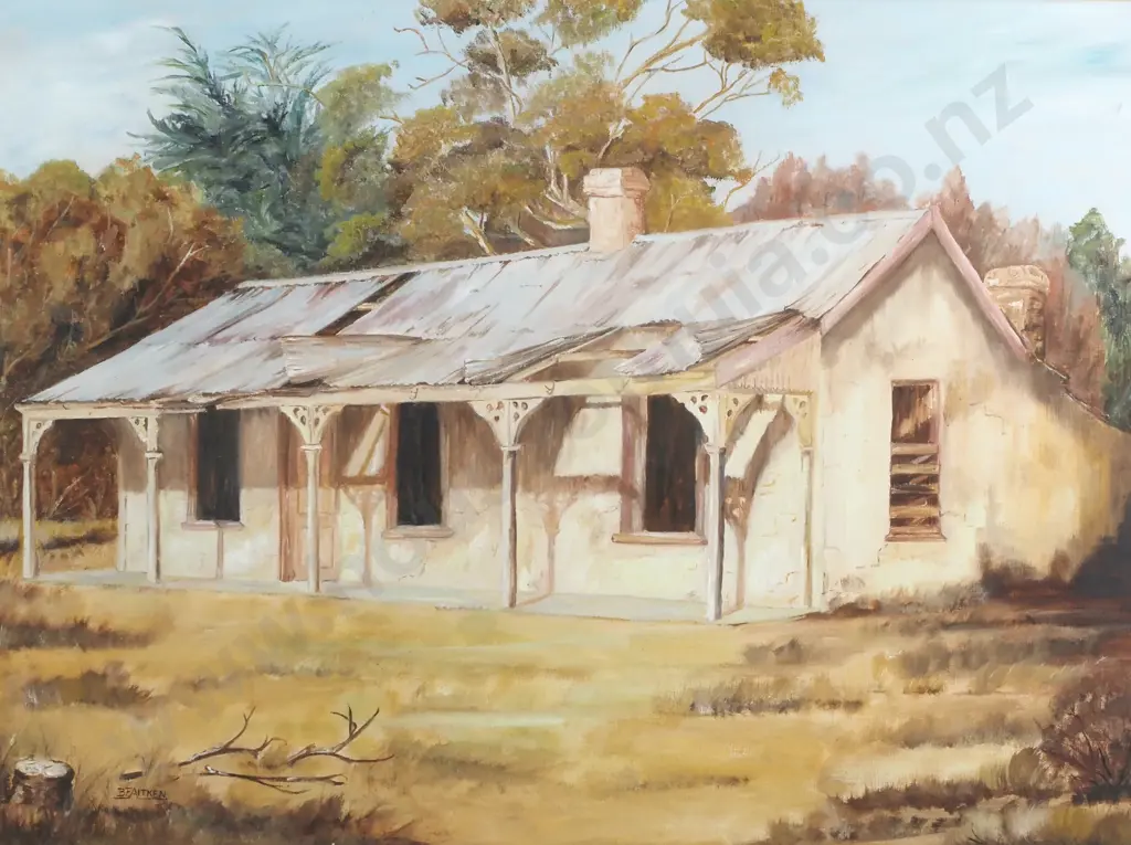 B.F. Aitken - 'The Old Sod Cottage' Oil on Board Image 1++
