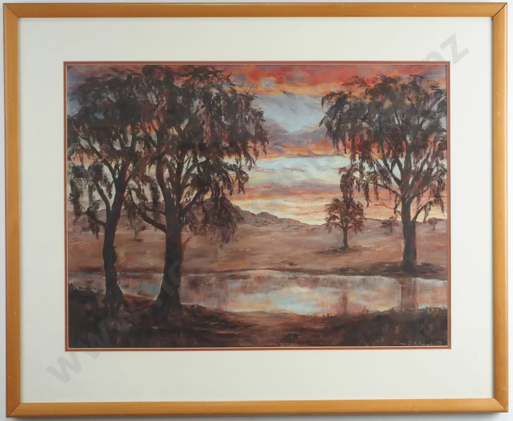 'Sunset Scene', - Oil on Board, Artist Unknown Image 1++