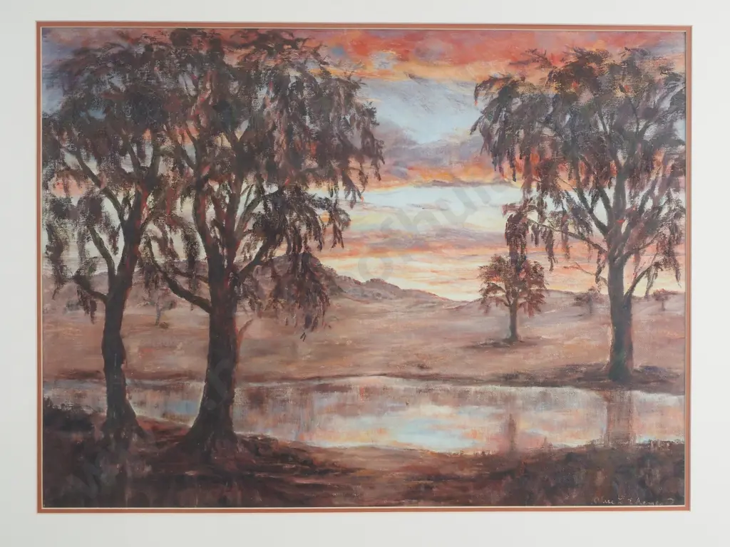 'Sunset Scene', - Oil on Board, Artist Unknown Image 1++
